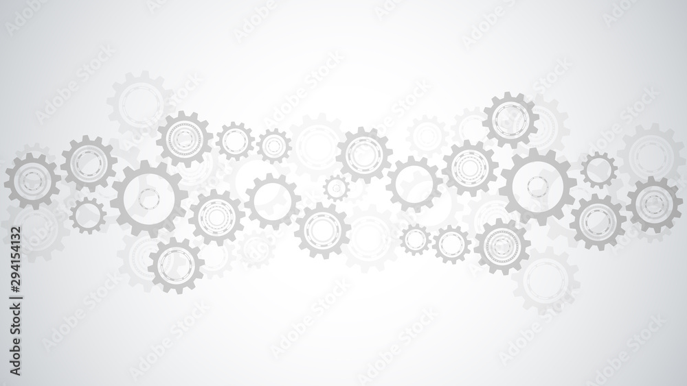 Fototapete cogs and gear wheel mechanisms. hi-tech digital technology and engineering. abstract technical backg