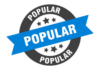 popular sign. popular blue-black round ribbon sticker