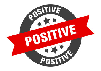 positive sign. positive black-red round ribbon sticker