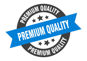 premium quality sign. premium quality blue-black round ribbon sticker