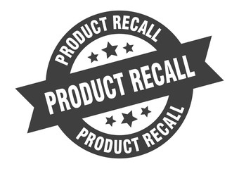 product recall sign. product recall black round ribbon sticker