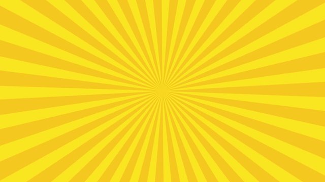 Yellow sun rays rotating. Pop art and comic style backgound animated 4K.