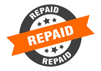 Fototapeta premium repaid sign. repaid orange-black round ribbon sticker