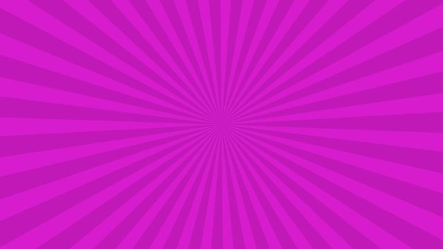 Fuchsia sun rays rotating. Pop art and comic style backgound animated 4K.