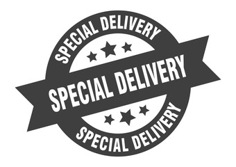 Fototapeta premium special delivery sign. special delivery black round ribbon sticker