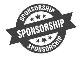 sponsorship sign. sponsorship black round ribbon sticker