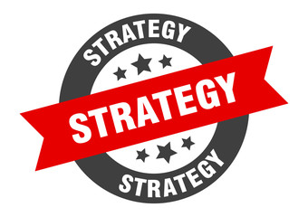 strategy sign. strategy black-red round ribbon sticker