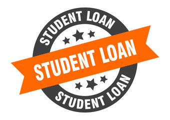 student loan sign. student loan orange-black round ribbon sticker