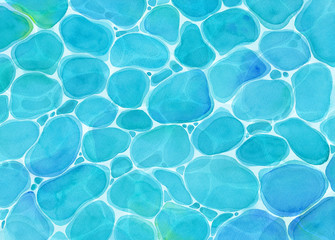 透き通る水面の抽象イメージ。水彩イラスト