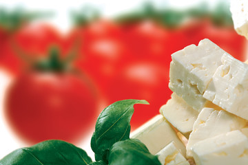 Feta cheese, tomatoes and basil 