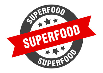 superfood sign. superfood black-red round ribbon sticker