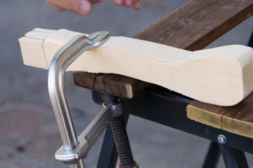 Woodworking the handle of the ax