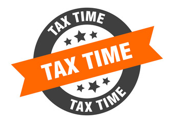 tax time sign. tax time orange-black round ribbon sticker