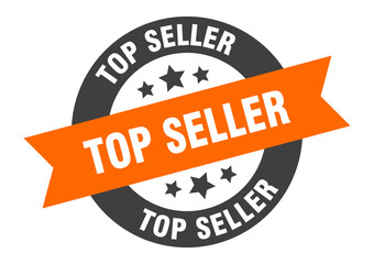 top seller sign. top seller orange-black round ribbon sticker