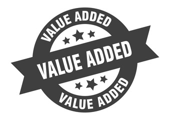 value added sign. value added black round ribbon sticker