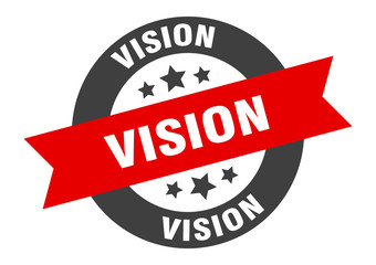 vision sign. vision black-red round ribbon sticker