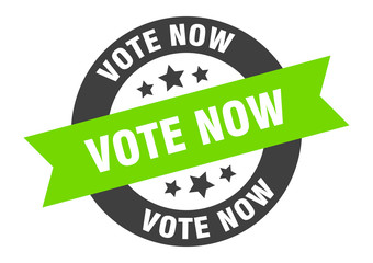 vote now sign. vote now black-green round ribbon sticker