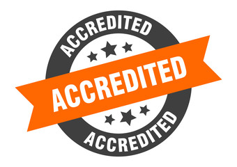 Fototapeta premium accredited sign. accredited orange-black round ribbon sticker