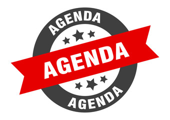 agenda sign. agenda black-red round ribbon sticker