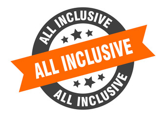 Fototapeta premium all inclusive sign. all inclusive orange-black round ribbon sticker