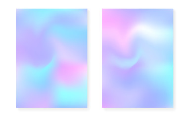 Pearlescent background with holographic gradient. Hologram cover set. 90s, 80s retro style. graphic template for brochure, banner, wallpaper, mobile screen. Plastic pearlescent background set.