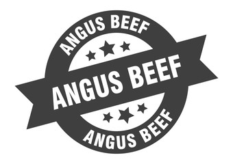 angus beef sign. angus beef black round ribbon sticker