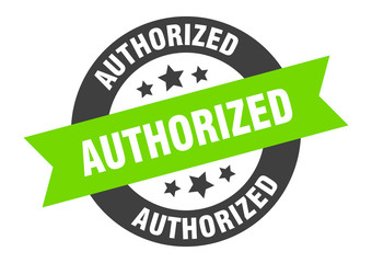 authorized sign. authorized black-green round ribbon sticker