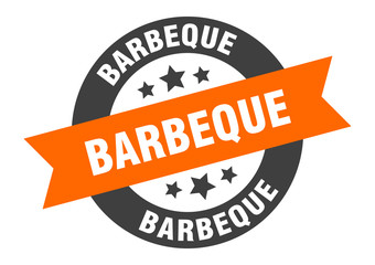 Fototapeta premium barbeque sign. barbeque orange-black round ribbon sticker