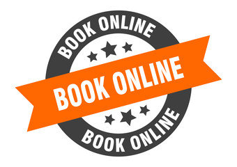 Fototapeta premium book online sign. book online orange-black round ribbon sticker