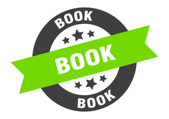 book sign. book black-green round ribbon sticker
