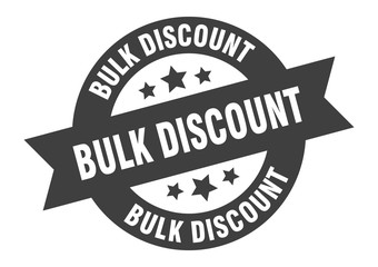 bulk discount sign. bulk discount black round ribbon sticker