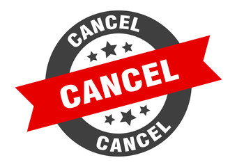 cancel sign. cancel black-red round ribbon sticker