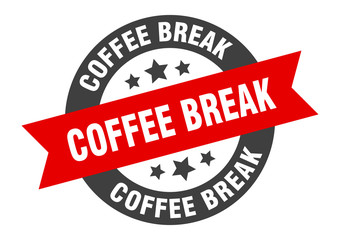 coffee break sign. coffee break black-red round ribbon sticker