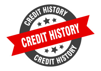 credit history sign. credit history black-red round ribbon sticker