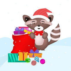 sack full gift with christmas background  G