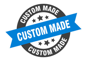 Fototapeta premium custom made sign. custom made blue-black round ribbon sticker
