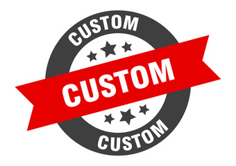 custom sign. custom black-red round ribbon sticker