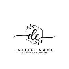 DC Beauty vector initial logo, handwriting logo.