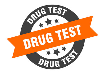 Obraz premium drug test sign. drug test orange-black round ribbon sticker
