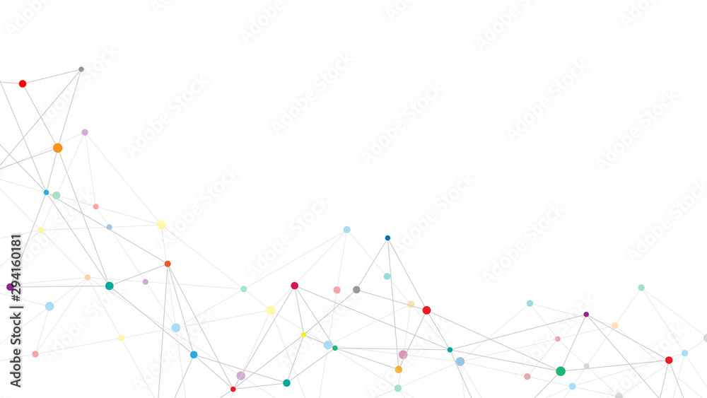Fototapete Abstract plexus background with connecting dots and lines. Global network connection, digital technology and communication concept.
