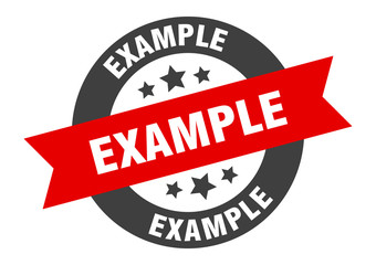 example sign. example black-red round ribbon sticker