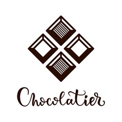 Stylish chocolate logo. Vector logo for chocolatier. Design element for cafes, restaurants, hand made and other uses.