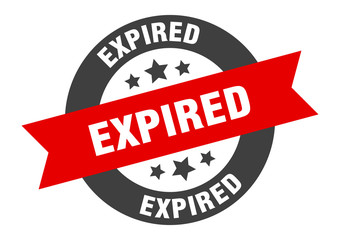 expired sign. expired black-red round ribbon sticker