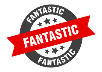 fantastic sign. fantastic black-red round ribbon sticker