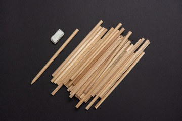 Wooden pencil and eraser