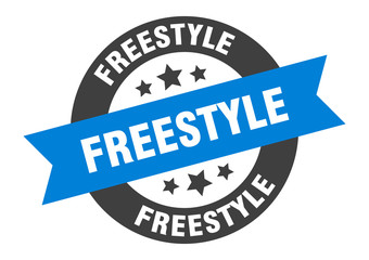 freestyle sign. freestyle blue-black round ribbon sticker