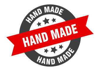 Obraz premium hand made sign. hand made black-red round ribbon sticker