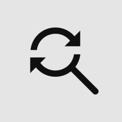 Rotate & sync icon concept vector illustration. Reload or sync arrow with magnify glass icon for app or web ui design.