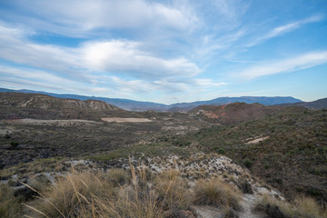 mountainous landscape with clouds near Ugijar (Spain)