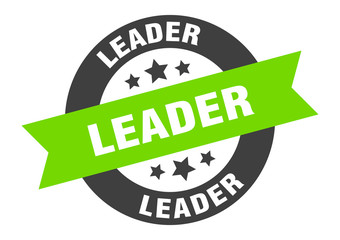 leader sign. leader black-green round ribbon sticker